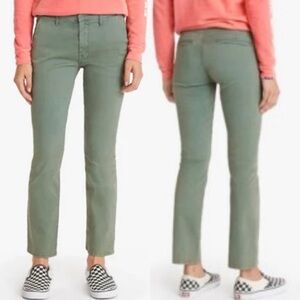 Mother The Insider Ankle Prep in Army Green High Rise Chino Pants - 28